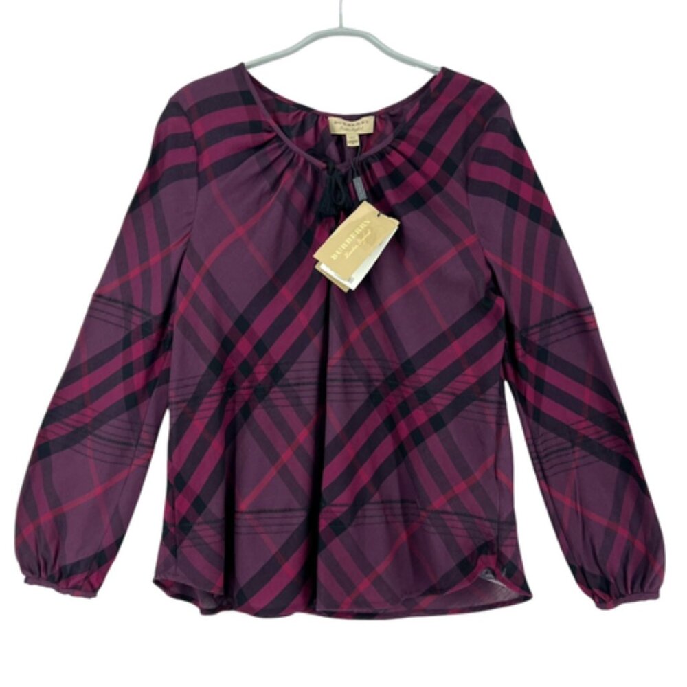 Burberry Women Blouse Top Check Cotton Size L - Worn once, no tag